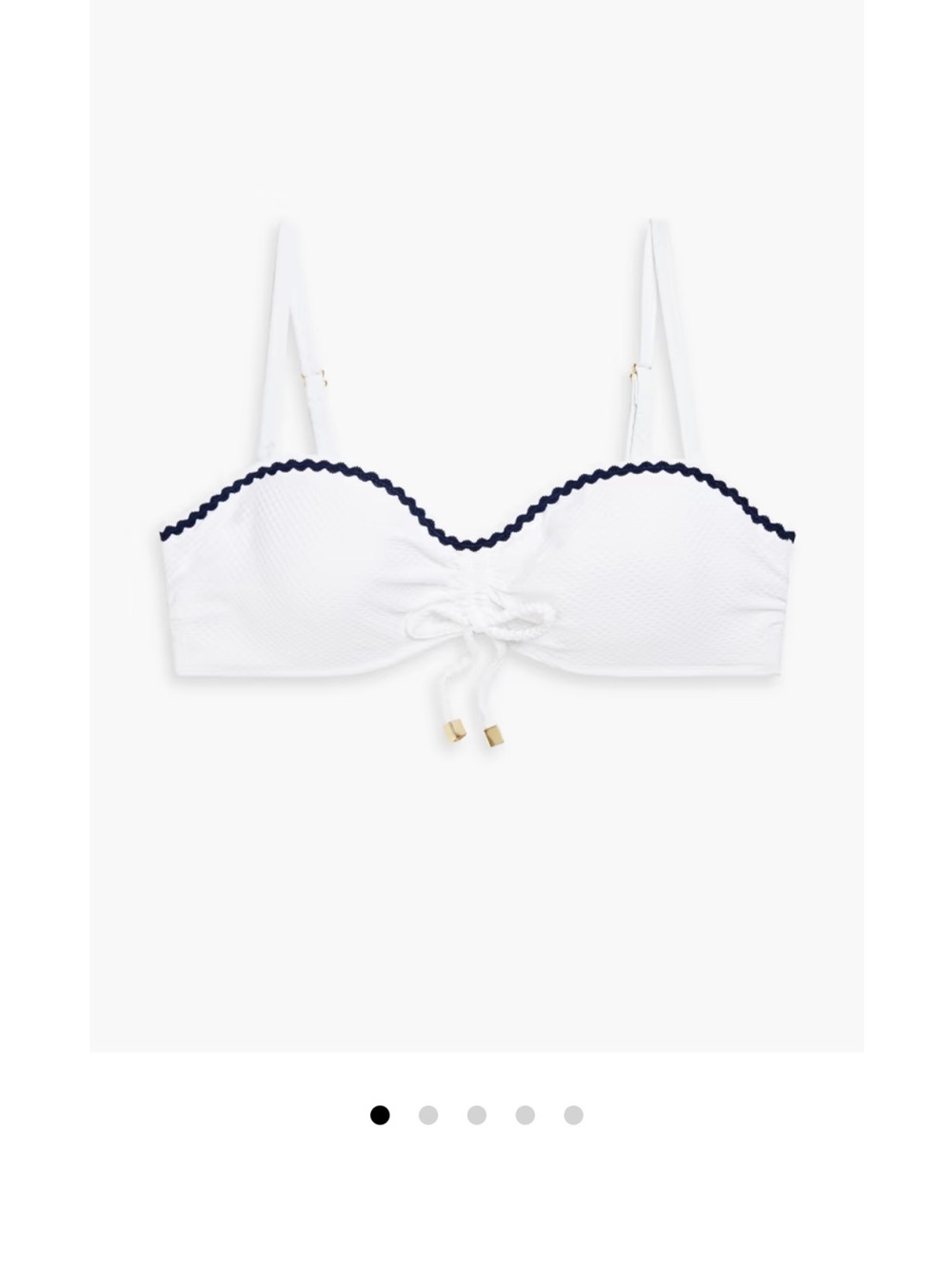 Heidi Klein White Bikini Top with Navy Trim
